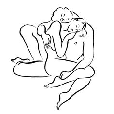 a drawing of two people hugging each other