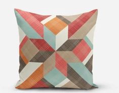 a colorful pillow on a white background