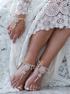 Starla Barefoot Sandals Beach Wedding Jewelry Foot Jewelry | Etsy Foot Jewelry Wedding, Wedding Pedicure, Wedding Footwear, Bride Sandals, White Attire, Barefoot Sandals Wedding, Summer Wedding Shoes, Rhinestone Anklet, Beach Wedding Sandals