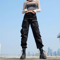 Celana Jogger Wanita, Wedding Dress Black, Modele Fitness, Mha Oc, Dope Fits, Black Cargo Pants, Pants Cargo, Black Cargo, Baggy Pants