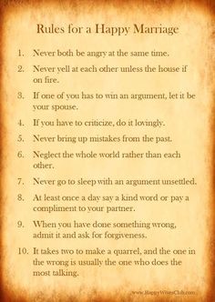 the rules for a happy marriage