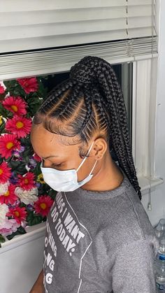 Vacay Hair, Birthday Braids, Brazilian Wool Hairstyles, Feed In Braids Ponytail, Feedin Braids, Black Pixie, Cornrow Ponytail, Cornrows Braids For Black Women, Kid Hair