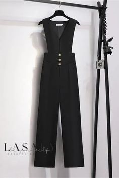 Lasaky - High-Waisted Wide-Leg Belted Pants - Exquisite Design in Classic Black High Waist Jumpsuit, Leg Belt, Belted Pants, Wide Leg Jumpsuit, Office Ladies, Long Pants, Exquisite Design, Evening Wear, Jumpsuits For Women