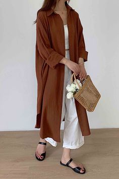 Fabric composition: 80% polyesterpattern: plainSleeve length: long sleevesClothing length: mid-length (65cm Brown Coffee, New Arrival Dress, Jacket Sale, Types Of Collars, Green And Brown, Mid Length, Sun Protection, Shirt Jacket, Casual Tops