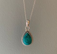 Sterling silver Teardrop Turquoise necklace Gift box available for purchase. Search GIFTBOX Plain Silver Rings, Necklace Gift Box, Necklace Turquoise, Labradorite Necklaces, Necklace Boho, Sterling Silver Necklace Pendants, Delicate Rings, Necklace Sterling Silver, Delicate Necklace