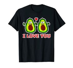 two avocados with the words i love each other on it's chest