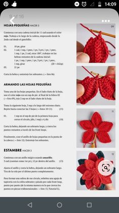 the instructions for crocheted flowers are shown