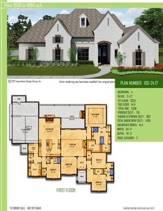 the floor plan for a new home with two master suites and an open concept kitchen