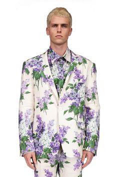 LILAC GARDEN' MEN'S JACKET - BLAZERS - Libertine Lilac Garden, Floral Suit, Pastel Floral, Colorful Garden, Flap Pocket, Passion For Fashion, Chest Pocket, Mens Suits, Men's Jacket