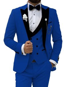 #ad Premium Quality Royal blue Men Suits Slim Fit 3 Piece Double Breasted Suit Men Wedding Prom, Fashion Mens Suits Blazers Double Breasted Suit Men Wedding, Double Breasted Suit Men, Cool Tuxedos, Waist Vest, Mens 3 Piece Suits, Red Tuxedo, Double Breasted Tuxedo, Royal Blue Suit, Double Breasted Vest