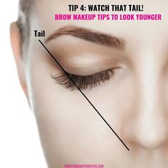 If you are over 40, the tails of your eyebrows are crucial if you want to look younger...check out these makeup tips to help! #makeuptips #antiaging #lookyounger #eyebrows Anti Aging Makeup, Buzz Feed, Brow Color, How To Apply Eyeshadow, Beauty Tips For Hair