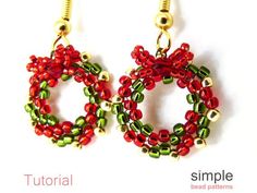 the beaded hoop earrings are red and green