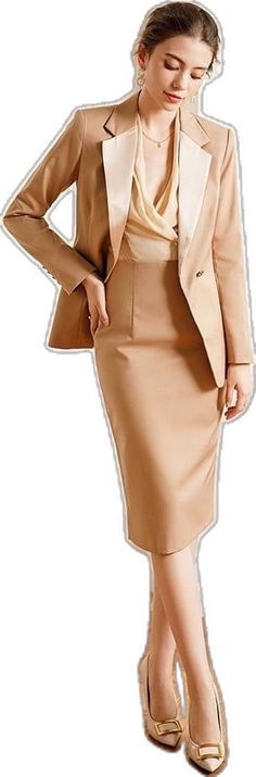 Brown Blazer, Blazer And Skirt, Brown And Blue, Skirt Suit, Timeless Pieces, Satin, Trim, Blazer, Collage