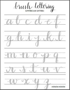 the brush lettering worksheet with cursive letters