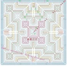 a cross stitch pattern with flowers and circles on the center, in pastel colors