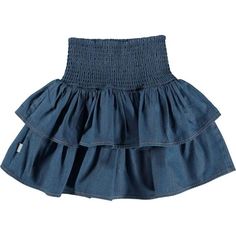 A great addition to her casual wardrobe, a blue chambray skirt for teen girls by Molo. Fun and feminine, it has a deep shirred waistband, with tiered layers below. Made in soft and comfortable organic cotton, this easy pull-on style has a branded tab on the side seam for a designer touch. | Molo | Bonita Graphic Skirt, | Organic Cotton (Blue, Size 5-6Y) | Maisonette collects the best children’s products from around the world (unlike Zulily, Etsy, The Tot, Farfetch Kids, Childrensalon, Crate and Graphic Skirt, Chambray Skirt, Voluminous Skirt, Sleepwear Dress, Swimming Bathing Suits, Blue Skirt, Tutu Skirt, Knee Length Skirt, Ruffle Skirt