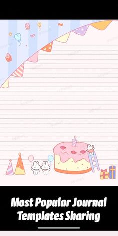 a birthday card with a pink cake and candles on it, surrounded by other items