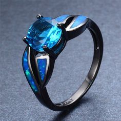 Blue Fire Aquamarine Opal Ring size 6 7 8 9   AtPerrys Healing Crystals   4 Blue Opal Spiritual Ring For Gift, Elegant Blue Opal Promise Ring, Blue Sapphire Spiritual Ring, Spiritual Blue Sapphire Ring, Opal Stone Ring, Blue Aquamarine Ring, Black Gold Ring, Black Gold Jewelry, Engagement Ring Rose Gold