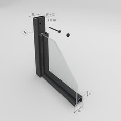 an image of a window with measurements on the outside and in the inside, as well as parts shown