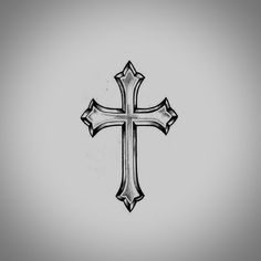 a black and white drawing of a cross