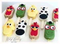 a bunch of cake pops with angry birds on them