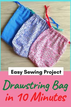 the easy sewing project drawstring bag in 10 minutes is great for beginners