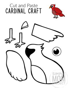 the cut and paste cardinal craft is shown