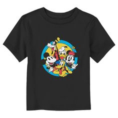 Who knew that dressing "mousey" could be so cute!? Celebrate Walt Disney's most iconic character with fun new officially licensed Mickey and Friends apparel for the youngest member of the family! This Toddlers' Mickey and Friends Retro Buddies Graphic T-Shirt features a group portrait with Mickey Mouse, Minnie Mouse, Goofy, Donald Duck, and Pluto printed in distressed style across the front. Whether you're a super fan, or just looking for a unique 'fit for your little one, these all-new styles a Group Portrait, Mickey Mouse Minnie Mouse, Unique Fits, Graphic Tee Design, Mickey Mouse And Friends, Mickey And Friends, Toddler Sizes, Disney Mickey Mouse, Stylish Shirts