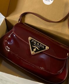 Prada Bag Shoulder, Cherry Red Handbag, Prada Astethic, Ruby Red Aesthetic, Red Prada Bag, Prada Bag Aesthetic, Ruby Core, Purses Aesthetic, Aesthetic Prada