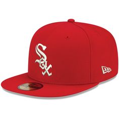 Men's Chicago White Sox New Era Red White Logo 59FIFTY Fitted Hat Sox Hat, Chicago Shopping, Base Ball, New Era 59fifty, White Sock, Fitted Hat, Chicago White Sox, Ball Cap, Fitted Hats