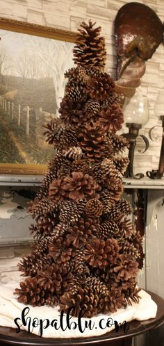 a christmas tree made out of pine cones