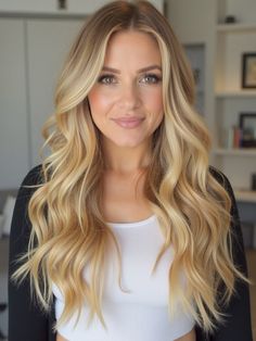 29 Golden Blonde Hair Color Ideas Blonde Hair Pale Skin Pink Undertones, Rooted Honey Blonde, Golden Blonde Hair Color Ideas, Golden Hair Color, Blonde Hair Pale Skin, Golden Blonde Hair Color, Blonde Hair Goals, Highlights Curly, Layered Hair With Bangs