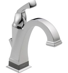 a chrome faucet with the handle extended