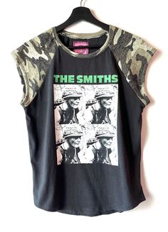 One of a kind Smiths womens top. Camouflage fleece sleeves and collar. Side slits. Relaxed fit.  Size- Medium  Bust Circumference (36 inches)  Length (24 inches) The Smiths, Will Smith, Womens Clothing Tops, Camouflage, Favorite Outfit, Bathing Beauties, Relaxed Fit, Tops & Tees, T-shirt