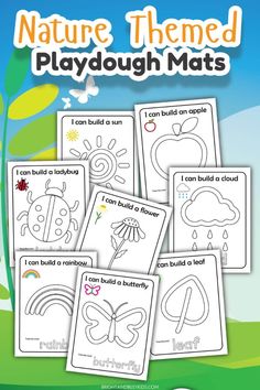 the nature themed playdou mats for children to learn how to draw and color them