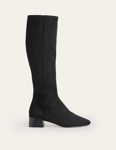 Flat Stretch Knee High Boots - Black | Boden US Black Boots Flat, Flat Knee Boots, Boots Black Women, Stretch Knee High Boots, Suede Flat Boots, Knee Boots Flat, High Black Boots, Knee Boots Black, Black Flat Boots