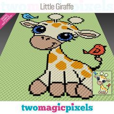 a cross stitch pattern with a giraffe on it's face and the words, little giraffe