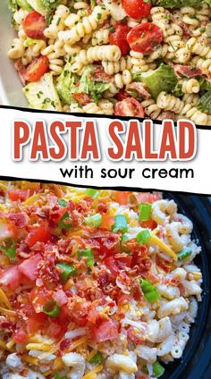 pasta salad with sour cream and tomatoes