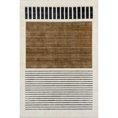 an area rug with different colors and lines on it, including brown, beige, black and white