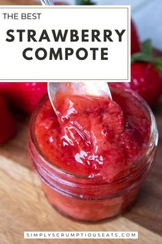 Strawberry Compote. Frozen Fruit Compote, Waffles Ice Cream, Peach Compote, Lemon Juice Uses, Mothers Day Desserts, Compote Recipe, Strawberry Compote, Blueberry Compote, Fruit Compote