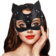 PRICES MAY VARY. 🎀🎀SKIN-FRIENDLY MATERIAL - Our fox mask cat women mask is made of high-quality, soft, and comfortable PU leather cat face mask that won't harm your skin. The lightweight material ensures that you won't even feel it on your face when you wear it. ✨✨LUXURY MYSTERIOUS DESIGN - The halloween mask half-faced cat mask with punk-style rivets is perfect for dressing up your cat woman leather mask costumes. The precise cutout of the mask for women black masquerade mask fits your face p Catwoman Halloween Costume, Masquerade Halloween Costumes, Masquerade Mask Black, Mask Cat, Bunny Mask, Clown Mask, Fox Mask, Cat Face Mask, Half Face Mask