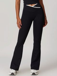 Women's Yoga Tight Flared Pants, High Stretch Casual Pants, Yoga Pants, Comfortable And Skin Friendly Black    Knitted Fabric Plain Flare Leg High Stretch  Women Activewear, size features are:Bust: ,Length: ,Sleeve Length: Sports Pants Women, Warm Pants, Cropped Leather Jacket, Flared Pants, Pantalon Cargo, Mid Length Dresses, Inspiration Mode, Outdoor Woman, Sport Pants