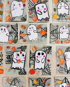 halloween art project for kids with ghost and pumpkins