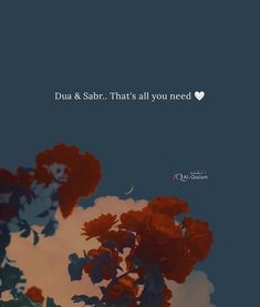 the sky is filled with red flowers and there is a quote above it that says, dua & sab that's all you need