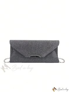 Bird in Bag - Womens Solid Color Clutch Bag for Everyday Use Grey Clutch Bag, Gray Rectangular Party Bag, Everyday Clutch Shoulder Bag With Silver-tone Hardware, Elegant Daily Clutch With Silver-tone Hardware, Silver Evening Clutch With Silver-tone Hardware, Black Clutch Evening Bag With Silver-tone Hardware, Navy Blue Bag, Black Evening Bag, Black Bag