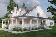 this is an artist's rendering of the farmhouse style house plans for small homes