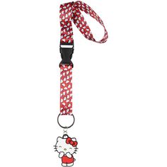 Add a touch of kawaii to your everyday essentials with the Sanrio Hello Kitty All-Over Print Wristlet Strap Lanyard! This adorable lanyard features a charming all-over print of Hello Kitty, great for keeping your keys or small accessories secure and stylish. The lanyard measures 11" and includes a 3" removable keychain section, making it versatile and convenient. The removable rubber Hello Kitty charm showcases our favorite character in a cute pose, adding a playful element to your look. Made fr 2000 Hello Kitty, Hello Kitty Charm, Lanyard For Keys, Cute Lanyards, Cute Stationary School Supplies, Key Lanyard, Stationary School, Cute Stationary, Keychain Bag