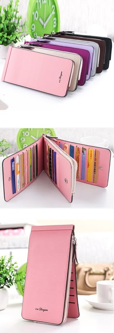 US$9.39 Women Microfiber Leather Multi-Card Slots Wallet Card Holders Phone Bag Wallet Card, Hand Bags, Phone Bag, Card Holders, Things To Buy, The Pink, Card Wallet, Purse Wallet, Girly Things