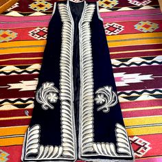 Beautiful Full Length Wedding Vest From Uzbekistan Blue Velvet With Silver Embroidery And Beadwork Hard To Capture The Full Glory. Offers Accepted Wedding Vest, Silver Embroidery, Beaded Wedding, Vintage Jackets, Vintage Jacket, Blue Velvet, Blue And Silver, Bead Work, Vintage Ladies