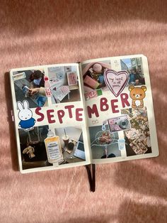 an open book with pictures of people and animals on it that says,'september '